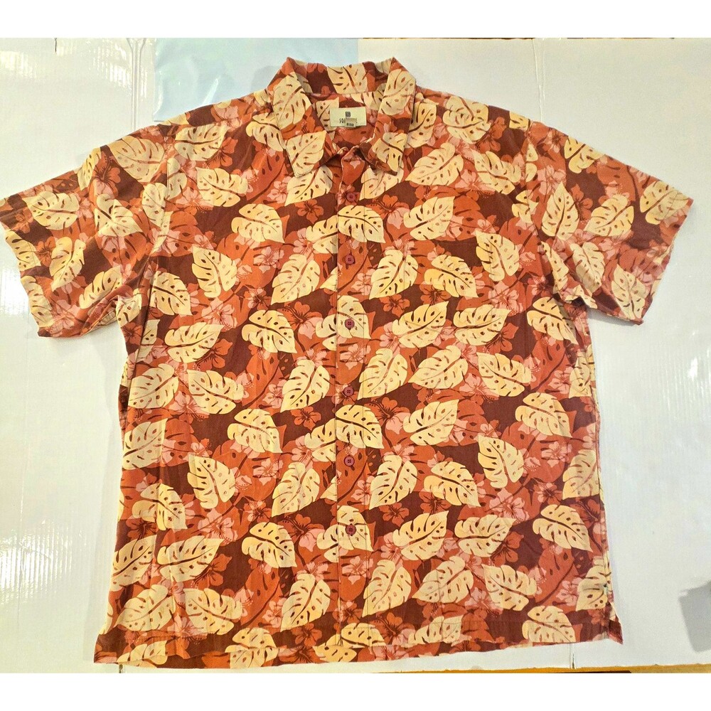 Solitude Mens XXL Hawaiian Shirt Red Pink Floral Tropical 100% Cotton Aloha